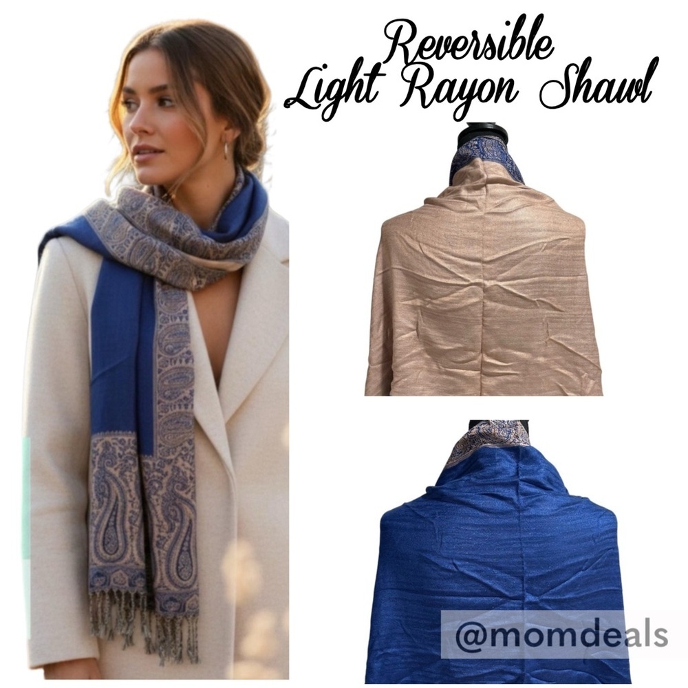Elegant Shawl in Framed Navy Blue - Versatile Wrap, Poncho, or Cape Soft Rayon